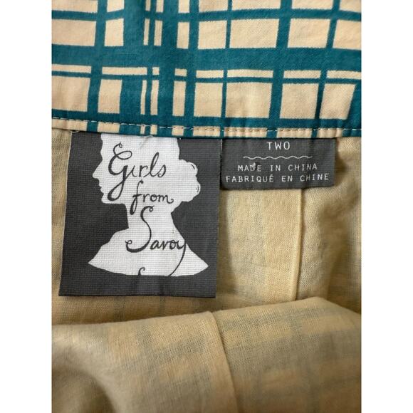 Girls From Savoy Sz 2 Ruffle Pocket A-Line Plaid Mini Skirt High Waist Anthropol - Picture 7 of 10